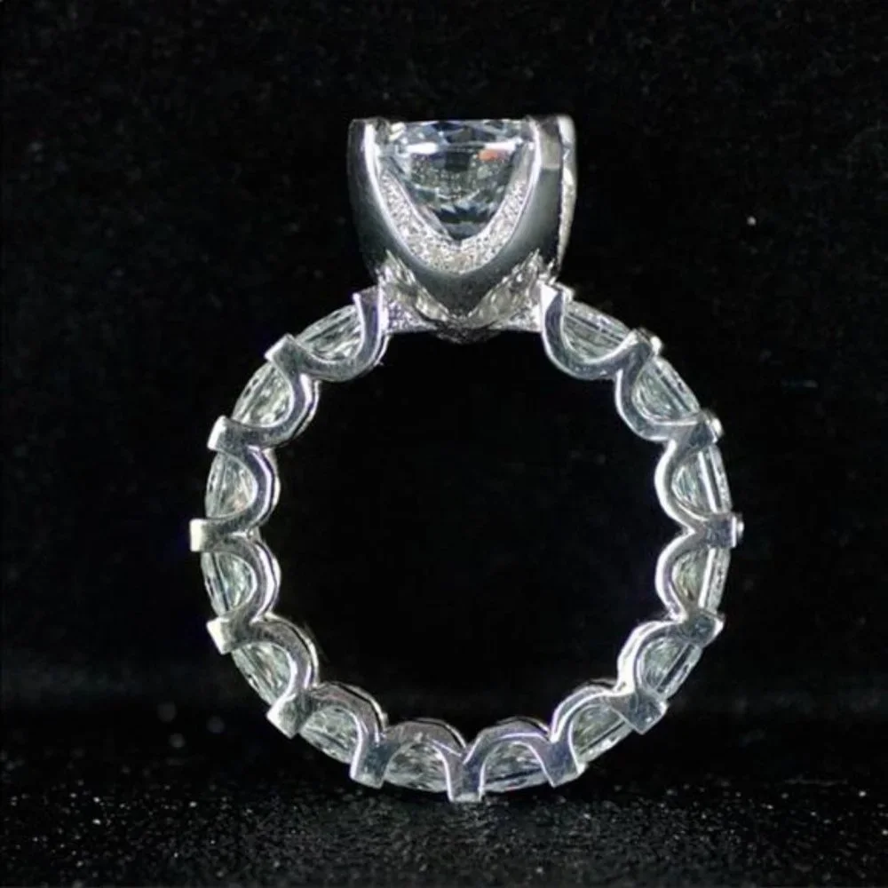 DIAMOND 925 STERLING SILVER ENGAGEMENT RING - Picture 5 of 6
